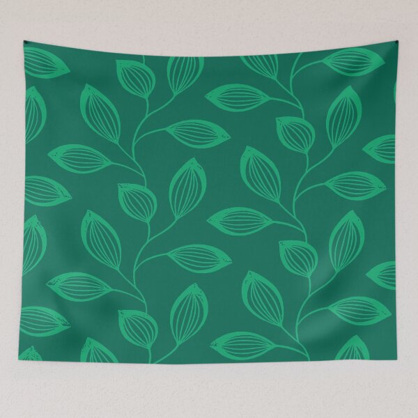 Item preview, Climbing Vine Leaves In Dusty Green On Aquamarine designed and sold by taiche.