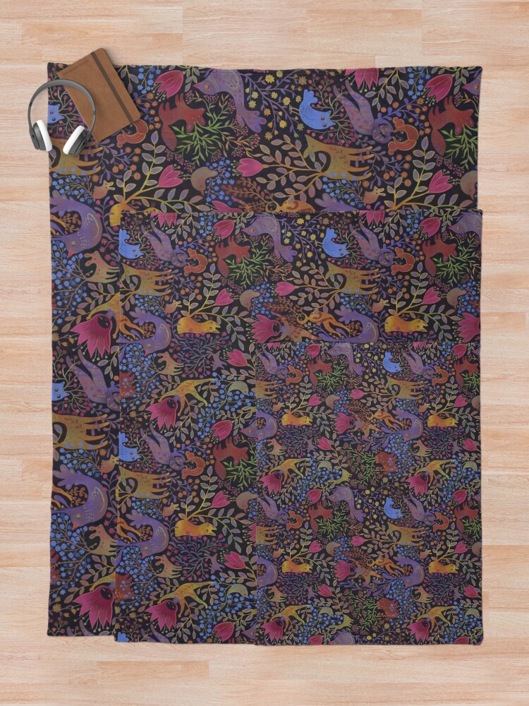 Alternate view of Jewel tone design in dark background Throw Blanket