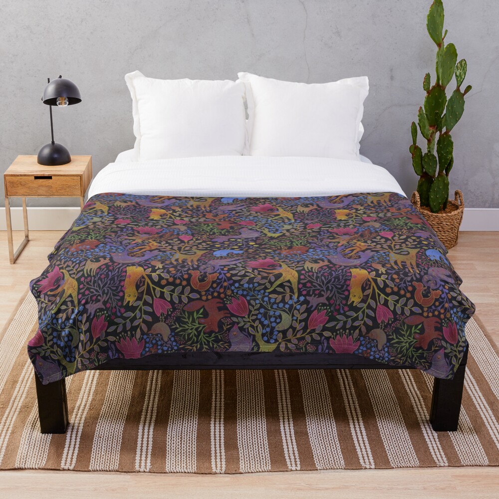 Jewel tone design in dark background Throw Blanket