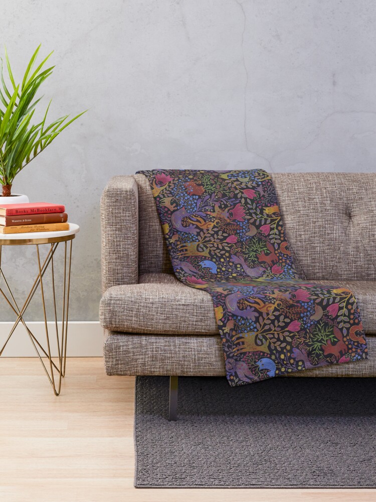 Alternate view of Jewel tone design in dark background Throw Blanket