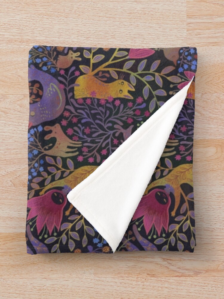Alternate view of Jewel tone design in dark background Throw Blanket