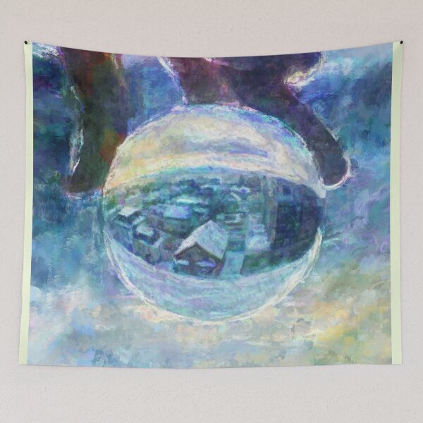Item preview, Snowy Town of Burlington, VT in a Globe - Impressionist Painting designed and sold by BonBonBunny.