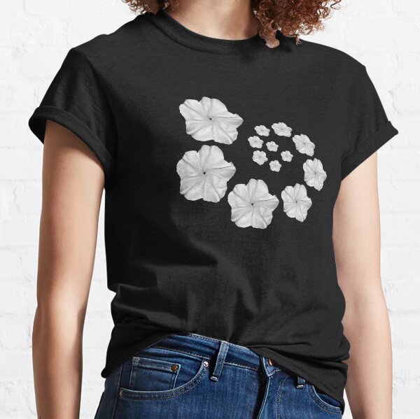 Moonflower Spiral in Black and White Classic T-Shirt