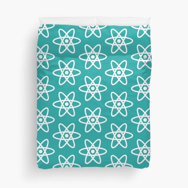 Physics Atom Pattern Teal Duvet Cover