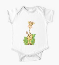 Adorable Giraffe with Leaves One Piece - Short Sleeve