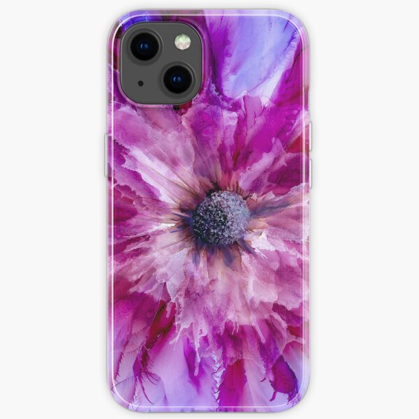 Magenta Abstract Flower iPhone Soft Case