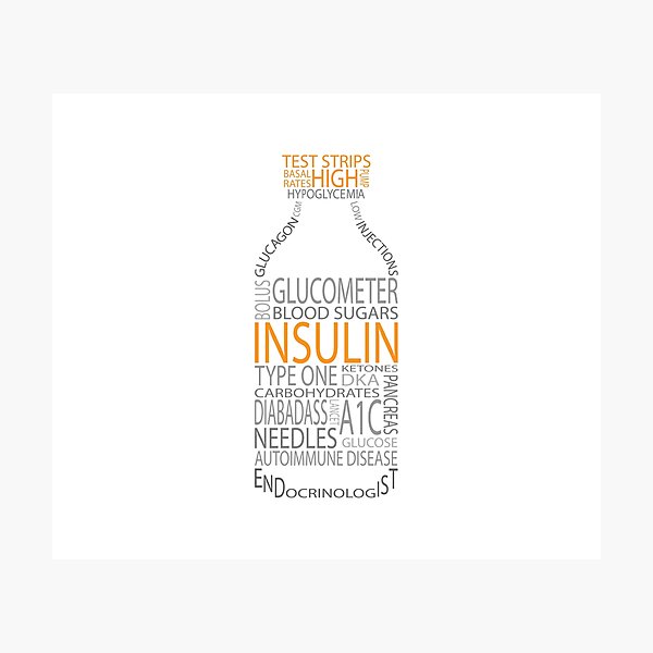 Item preview, Insulin Bottle Typographic designed and sold by dvdnds.