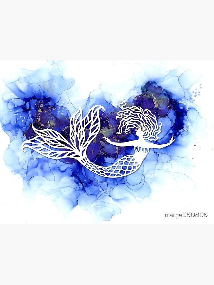 Thumbnail 3 of 3, Poster, Graceful Mermaid in Blue designed and sold by marge080808.