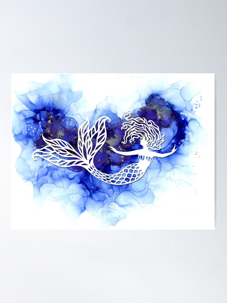 Thumbnail 1 of 3, Poster, Graceful Mermaid in Blue designed and sold by marge080808.