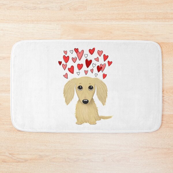 Item preview, Longhaired Cream Dachshund with Hearts designed and sold by Jenn Inashvili.