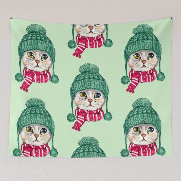 Item preview, Cat Wearing Beanie And Scarf designed and sold by SuperrSunday.