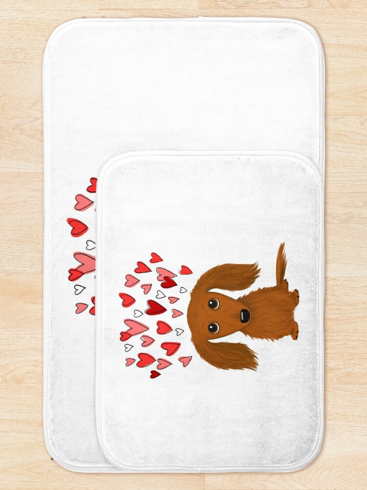 Red & Brown Santa Dog Bath Rug