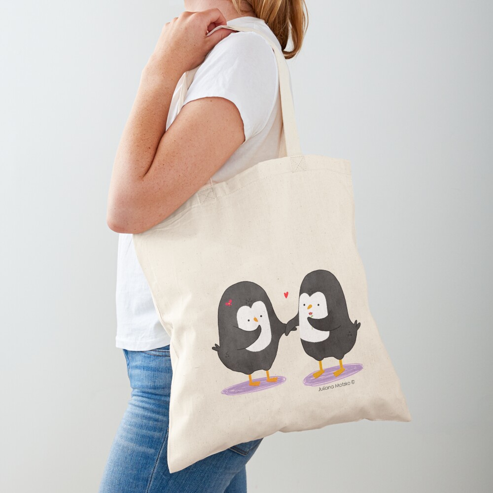 Lovely Penguin Couple Tote Bag