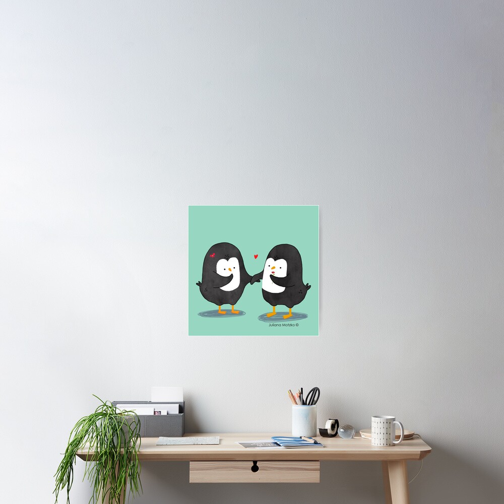 Lovely Penguin Couple Poster
