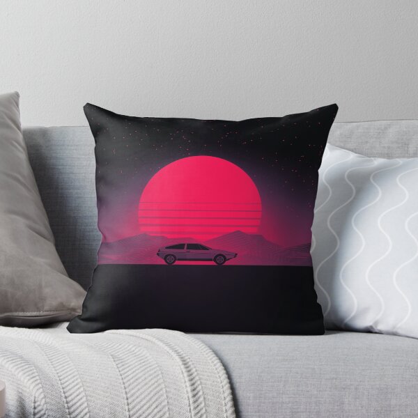 Sunset Future Car Throw Pillow