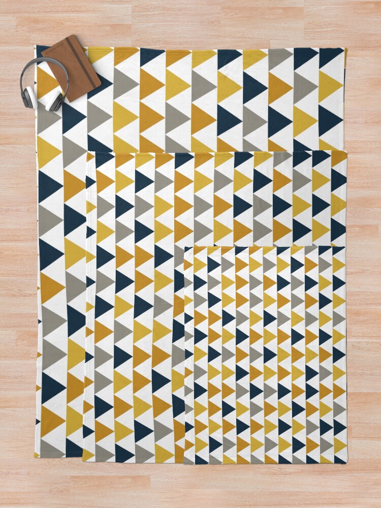 Alternate view of Arrows: Light Mustard Yellow, Dark Mustard Yellow, Dark Blue, Grey, and White Geometric Pattern Throw Blanket