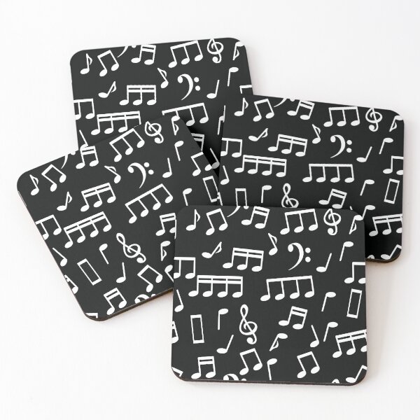 Item preview, White Music Notes on Black Background designed and sold by infinitetango.