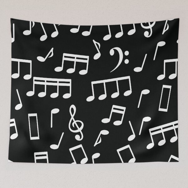 Item preview, White Music Notes on Black Background designed and sold by infinitetango.