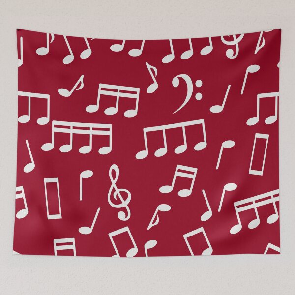 Item preview, White Music Notes on Red Background designed and sold by infinitetango.
