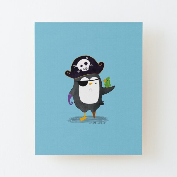 Pirate Penguin Wood Mounted Print