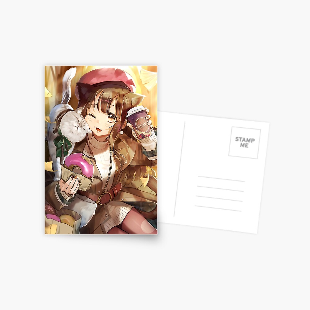 Anime Girl Cuddling With Cat Greeting Card By Lokshyu Redbubble I just share pics of cute anime girls. redbubble