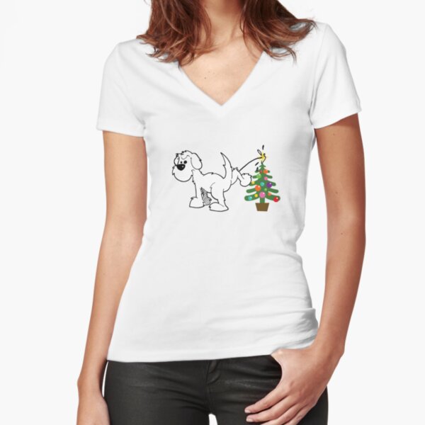 Merry Christmas love DOG Fitted V-Neck T-Shirt