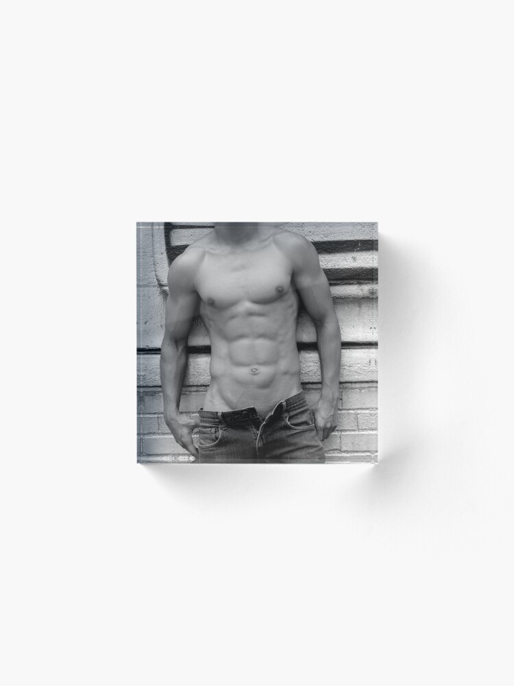 Alternate view of male abs Acrylic Block
