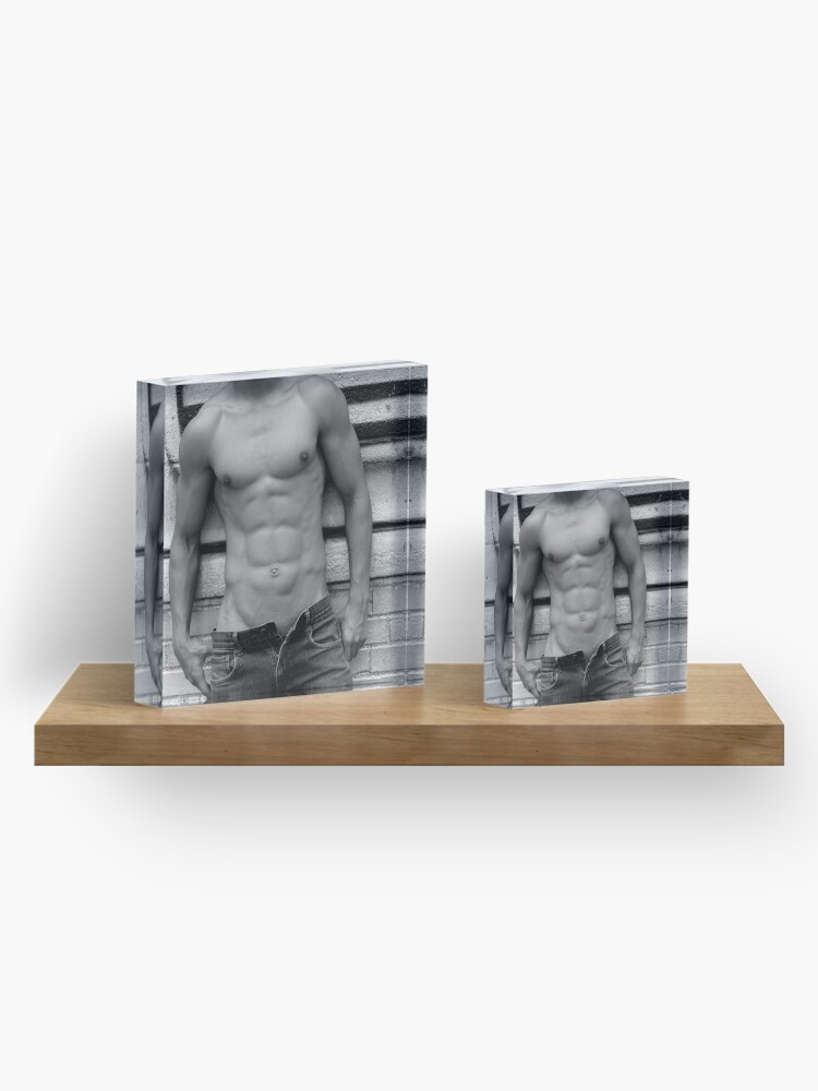 Alternate view of male abs Acrylic Block