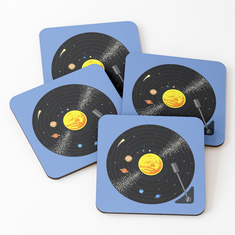 Solar System Vinyl Record Coasters (Set of 4)