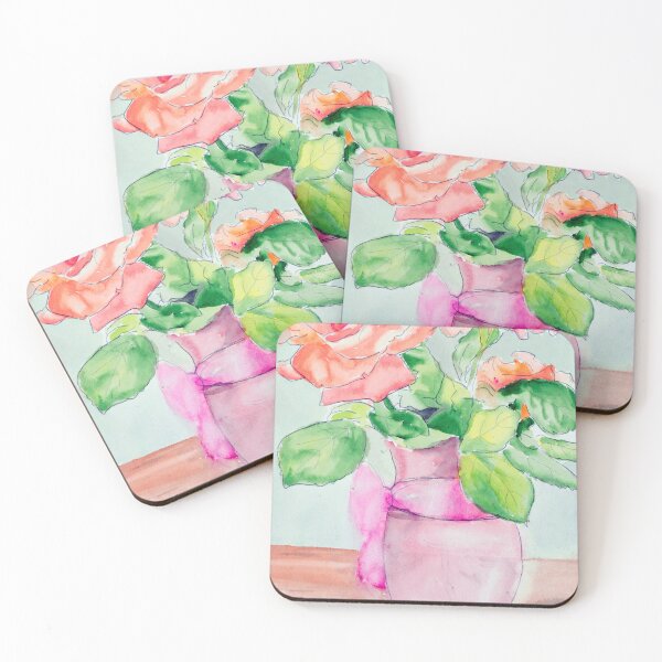 Item preview, lovely watercolor coral roses designed and sold by BlackVet.