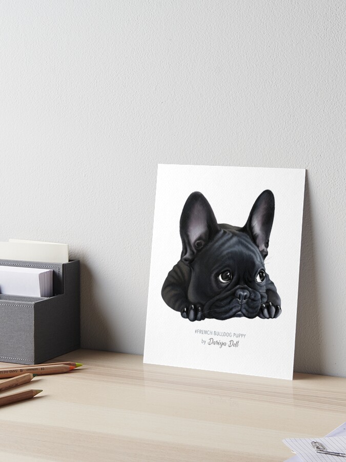 Hello Black French Bulldog Funny Photo Art Print Poster 18x12 inch 