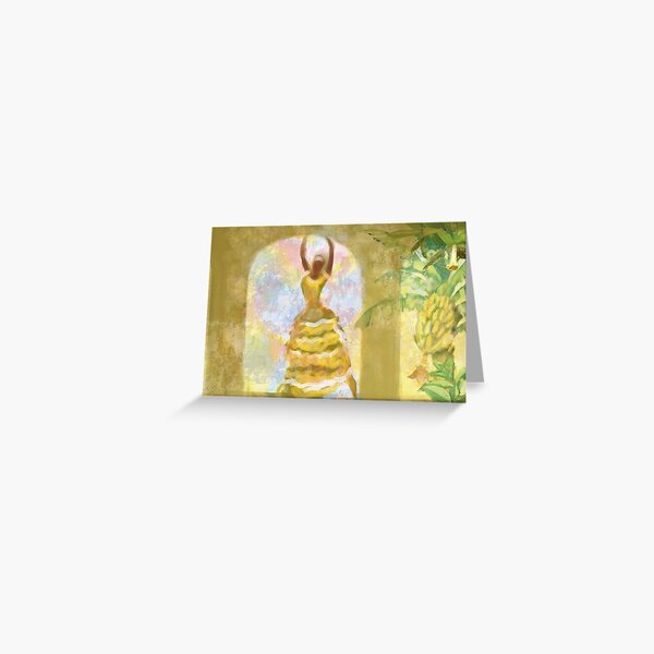 Cuban dancer in yellow banana dress Greeting Card