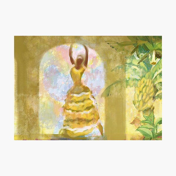 Cuban dancer in yellow banana dress Photographic Print