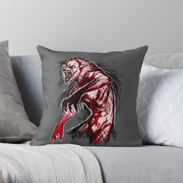 Losing My Humanity (Red Version) Throw Pillow