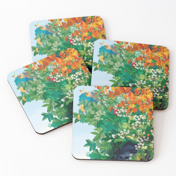 Gorilla among flowers and leaves in the Eden Garden Coasters (Set of 4)