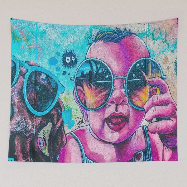 Item preview, London Souvenir Pop Art Child and Dog Mural Graffiti Art designed and sold by mamazita.