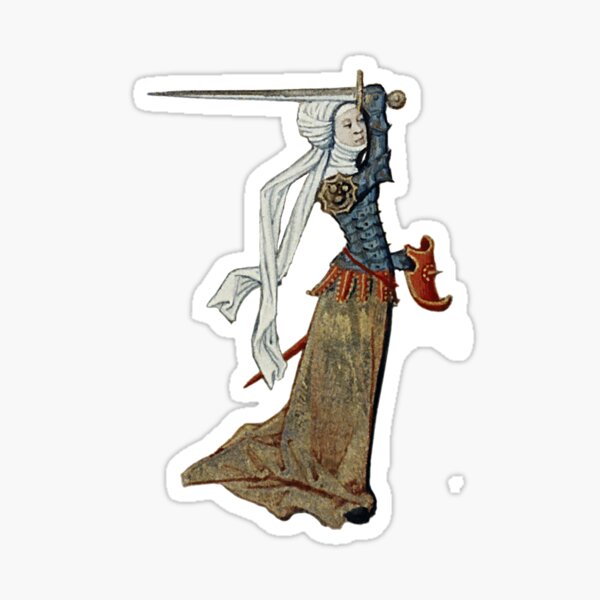 Vista previa del artículo con la obra «Mujer guerrera medieval con espada y escudo», diseñado y vendido por emovendo.