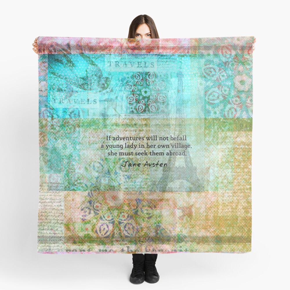 Witty Jane Austen travel quote Scarf