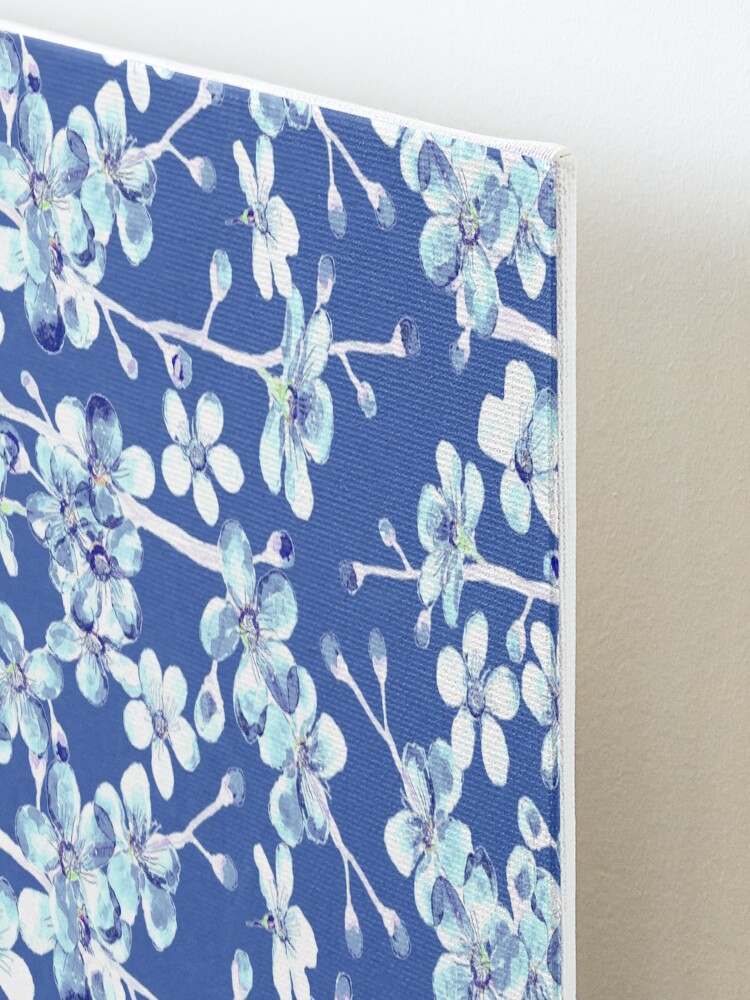 Alternate view of blue and white cherry blossom, Chinoiserie, Hamptons Style interiors. Mounted Print