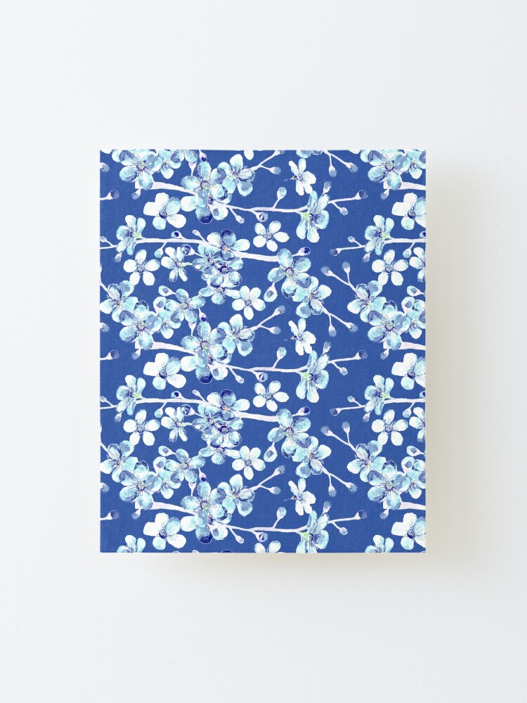 Alternate view of blue and white cherry blossom, Chinoiserie, Hamptons Style interiors. Mounted Print