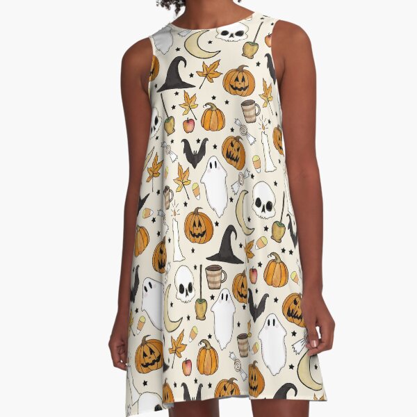 HALLOWEEN PATTERN • in bone white A-Line Dress