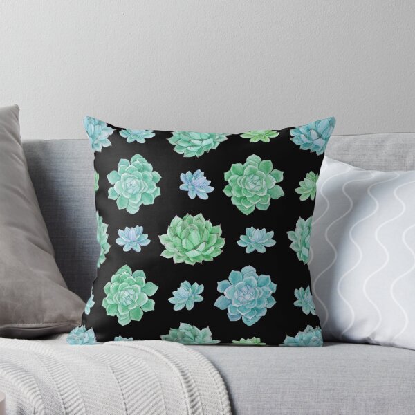 Item preview, Watercolour Succulents Pattern on Black Background designed and sold by MysticMagpie.