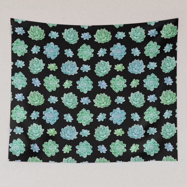 Item preview, Watercolour Succulents Pattern on Black Background designed and sold by MysticMagpie.