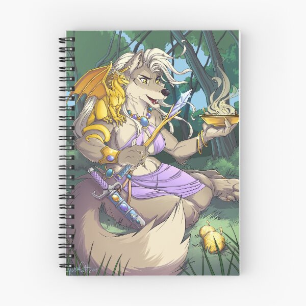 Item preview, Sorcha Wolf Sorceress with Dragon Familiar Fantasy Furry Art designed and sold by cybercat.