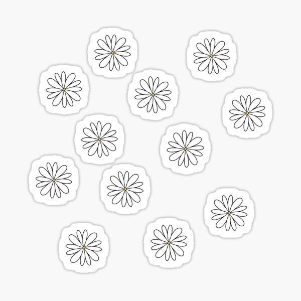 Tiny White Daisy Flowers Floral Sticker Pack Sticker for Sale by
