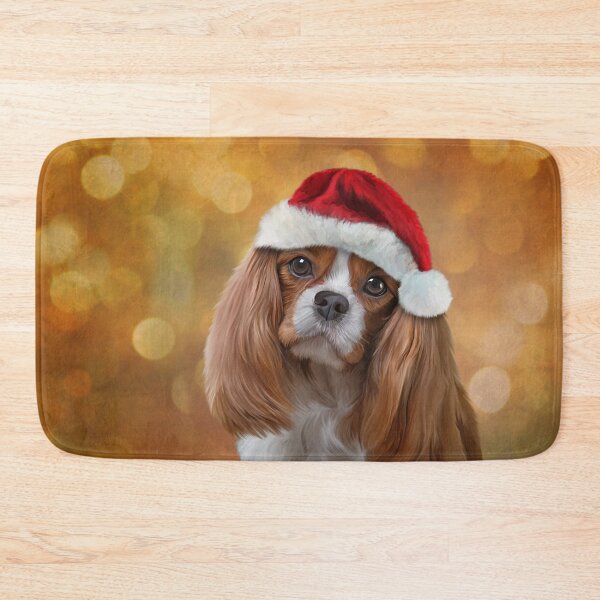 Item preview, Drawing Dog breed Cavalier King Charles Spaniel  in red hat of Santa Claus designed and sold by bonidog.