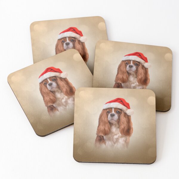 Item preview, Cavalier King Charles Spaniel in red hat of Santa Claus designed and sold by bonidog.
