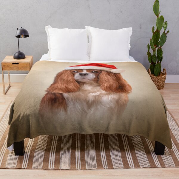 Item preview, Cavalier King Charles Spaniel in red hat of Santa Claus designed and sold by bonidog.