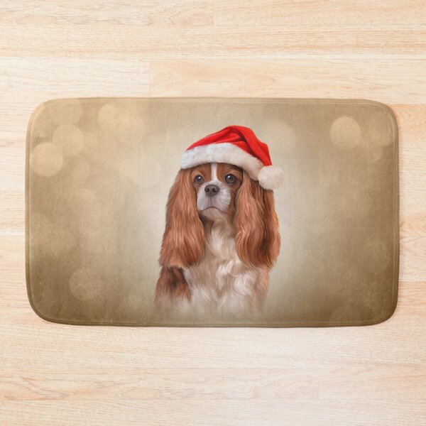 Item preview, Cavalier King Charles Spaniel in red hat of Santa Claus designed and sold by bonidog.
