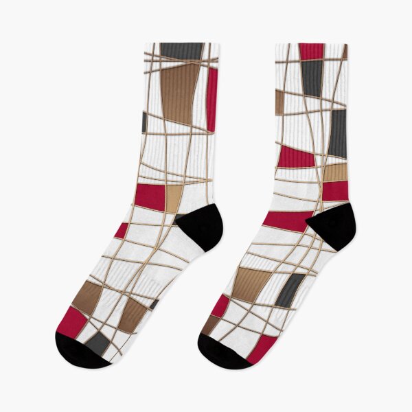 Item preview, White -red geometric pattern  designed and sold by fuzzyfox.